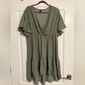 SHEIN Olive Polka Dot Midi Dress